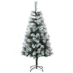 Homcom 5Ft Christmas Xmas Tree Pine Look And Metal Stand Snow Gift 184 Tips - thumbnail 2