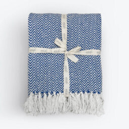 Allure Bath Fashions Audley Cotton Herringbone Sofa Throw Blanket (Blue, 150 X 200Cm) - thumbnail 1