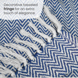 Allure Bath Fashions Audley Cotton Herringbone Sofa Throw Blanket (Blue, 150 X 200Cm) - thumbnail 4