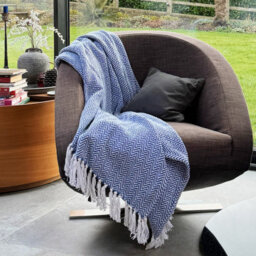 Allure Bath Fashions Audley Cotton Herringbone Sofa Throw Blanket (Blue, 150 X 200Cm) - thumbnail 3