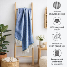 Allure Bath Fashions Audley Cotton Herringbone Sofa Throw Blanket (Blue, 150 X 200Cm) - thumbnail 2