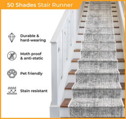 50 Shades Stair Runner - Reversible, Durable & Hardwearing Carpet For Stairs & Staircases, Multiple Lengths - thumbnail 3