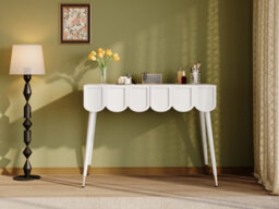 Btm Dressing Table With 2 Drawers, Modern Vanity Desk With Metal Legs, White, 100X40X76Cm - thumbnail 8