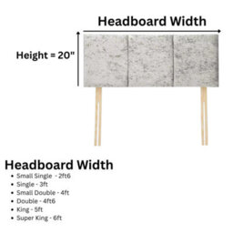"Urban Textures Luxury 20"" High Crushed Velvet Fabric Upholstered Siera Bed Headboard - Ice White" - thumbnail 2