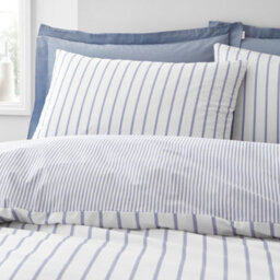 Bianca Fine Linens Hampton Stripe 200 Thread Count Cotton Reversible Super King Duvet Cover Set With Pillowcases Blue - thumbnail 3