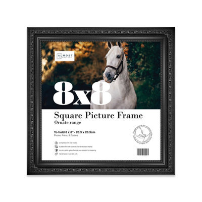 8X8 Black Ornate Picture Frame (20.3 X 20.3Cm) Poster, Photo, Artwork, Gallery Wall Or Print - image 1