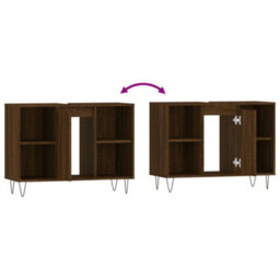 Berkfield Bathroom Cabinet Brown Oak 80X33X60 Cm Engineered Wood - thumbnail 9