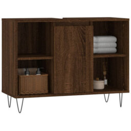 Berkfield Bathroom Cabinet Brown Oak 80X33X60 Cm Engineered Wood - thumbnail 3