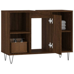 Berkfield Bathroom Cabinet Brown Oak 80X33X60 Cm Engineered Wood - thumbnail 4