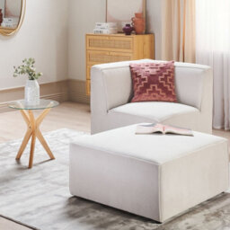 Wyld And Coco Square Corduroy Ottoman Footstool Off-White, W83 X D83 X H41Cm - thumbnail 2