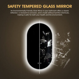 Fascinate 45X80Cm Pill-Shaped Oval Led Bathroom Mirror - Tempered Glass, Anti-Fog, Dual Mount, 3-Tone Dimmable Backlit Wall Mirror - thumbnail 4