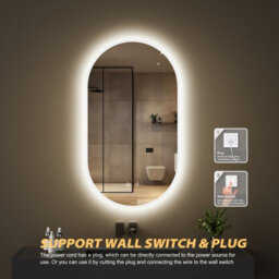 Fascinate 45X80Cm Pill-Shaped Oval Led Bathroom Mirror - Tempered Glass, Anti-Fog, Dual Mount, 3-Tone Dimmable Backlit Wall Mirror - thumbnail 6