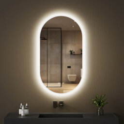 Fascinate 45X80Cm Pill-Shaped Oval Led Bathroom Mirror - Tempered Glass, Anti-Fog, Dual Mount, 3-Tone Dimmable Backlit Wall Mirror