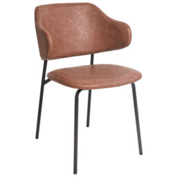 Beliani Set Of 2 Dining Chairs Kenai Faux Leather Brown - thumbnail 6
