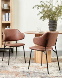 Beliani Set Of 2 Dining Chairs Kenai Faux Leather Brown - thumbnail 2