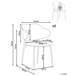Beliani Set Of 2 Dining Chairs Kenai Faux Leather Brown - thumbnail 3