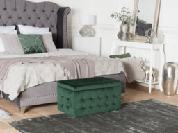 Beliani Storage Ottoman Michigan Velvet Dark Green - thumbnail 2