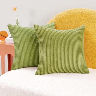 "Deconovo Set Of 2 Super Soft Corduroy Cushion Covers Granules Bean Green 22""x22""" - image 1