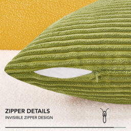 "Deconovo Set Of 2 Super Soft Corduroy Cushion Covers Granules Bean Green 22""x22""" - thumbnail 2