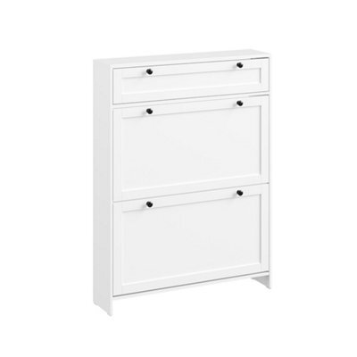Sobuy Shoe Cabinet With 1 Drawer 80X19X107Cm Nordic Fsr207-W - image 1