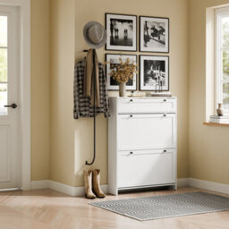 Sobuy Shoe Cabinet With 1 Drawer 80X19X107Cm Nordic Fsr207-W - thumbnail 4