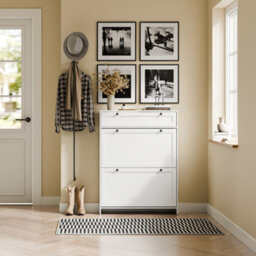 Sobuy Shoe Cabinet With 1 Drawer 80X19X107Cm Nordic Fsr207-W - thumbnail 2