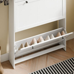 Sobuy Shoe Cabinet With 1 Drawer 80X19X107Cm Nordic Fsr207-W - thumbnail 6