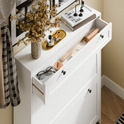 Sobuy Shoe Cabinet With 1 Drawer 80X19X107Cm Nordic Fsr207-W - thumbnail 9