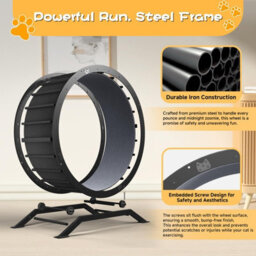 Gtplayer Cat Wheel 90 Cm Metal Large Cats Exercise Running Wheel For Indoor Cats With Teaser Removable Carpet Cat Treadmill - thumbnail 5