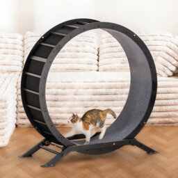 Gtplayer Cat Wheel 90 Cm Metal Large Cats Exercise Running Wheel For Indoor Cats With Teaser Removable Carpet Cat Treadmill - thumbnail 2