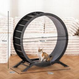 Gtplayer Cat Wheel 90 Cm Metal Large Cats Exercise Running Wheel For Indoor Cats With Teaser Removable Carpet Cat Treadmill - thumbnail 8