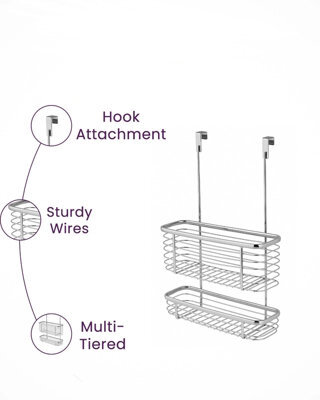 2 Tier Over Door Hanging Shower Caddy Rack - image 1