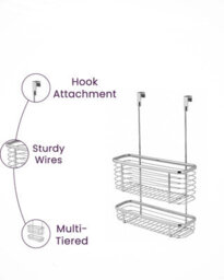 2 Tier Over Door Hanging Shower Caddy Rack - thumbnail 1