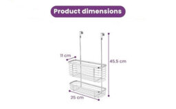 2 Tier Over Door Hanging Shower Caddy Rack - thumbnail 2