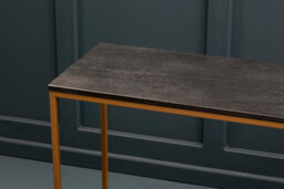 Premier Housewares Interiors By Premier Black Marble Console Table, Rectangular Black Marble Top On Matte Gold Iron Frame, Geometric Modern Console - thumbnail 3