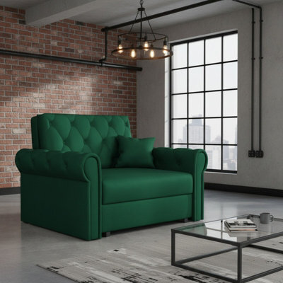 Viva Roma I Armchair Bed With Sleep Function Bedding Storage Metal Legs Wooden Frame 116X85X98Cm Green - image 1
