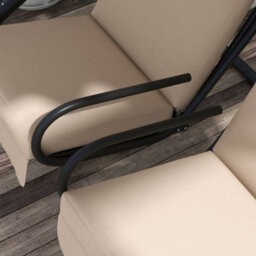 Outsunny Canopy Swing 2 Separate Relax Chairs W/ Handrails, Cup Holders Beige - thumbnail 9