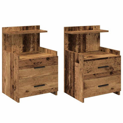 Berkfield Durable Bedside Cabinets 2 Pcs With 2 Drawers Old Wood 40X36.5X62 Cm - image 1