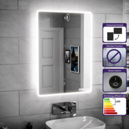 Nes Home Modern Bathroom Led Mirror With Battery Powered Button Switch 500X700mm