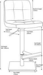 Lamboro Deluxe Allegro Kitchen Bar Stool, Weighted Base, Gas Lift Mechanism, Breakfast Bar Stool, Black - thumbnail 7