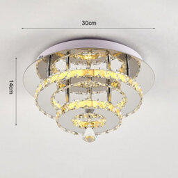 Living And Home Modern Double Tiers Round Crystal Chrome Effect Led Ceiling Light Fixture 30Cm Dimmable - thumbnail 8