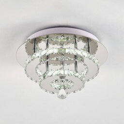 Living And Home Modern Double Tiers Round Crystal Chrome Effect Led Ceiling Light Fixture 30Cm Dimmable - thumbnail 7