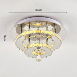 Living And Home Modern Double Tiers Round Crystal Chrome Effect Led Ceiling Light Fixture 30Cm Dimmable - thumbnail 5