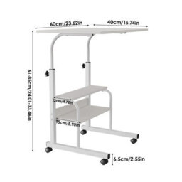 Living And Home Warm White Home Height Adjustable Movable Bedside Table 60Cm W X 40Cm D - thumbnail 9