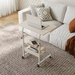 Living And Home Warm White Home Height Adjustable Movable Bedside Table 60Cm W X 40Cm D - thumbnail 2