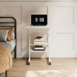 Living And Home Warm White Home Height Adjustable Movable Bedside Table 60Cm W X 40Cm D - thumbnail 3
