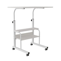 Living And Home Warm White Home Height Adjustable Movable Bedside Table 60Cm W X 40Cm D - thumbnail 4