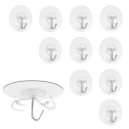 Adhesive Wall Hooks, Adhesive Hooks, Waterproof For Kitchen And Bathroom, Door, Wall (10 Pcs) - thumbnail 1