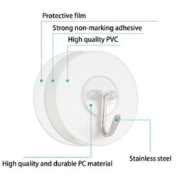 Adhesive Wall Hooks, Adhesive Hooks, Waterproof For Kitchen And Bathroom, Door, Wall (10 Pcs) - thumbnail 3