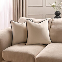 OHS 4 Pack Matte Velvet Piped Cushion Covers, Cream - 45 X 45Cm - thumbnail 2